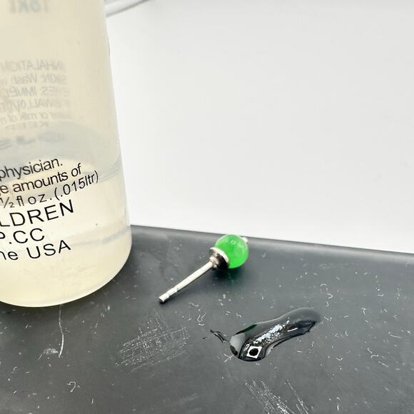 925 Sterling Silver 5mm Green Jade Bead Dainty Elegant Stud Earrings - Picture 5 of 5